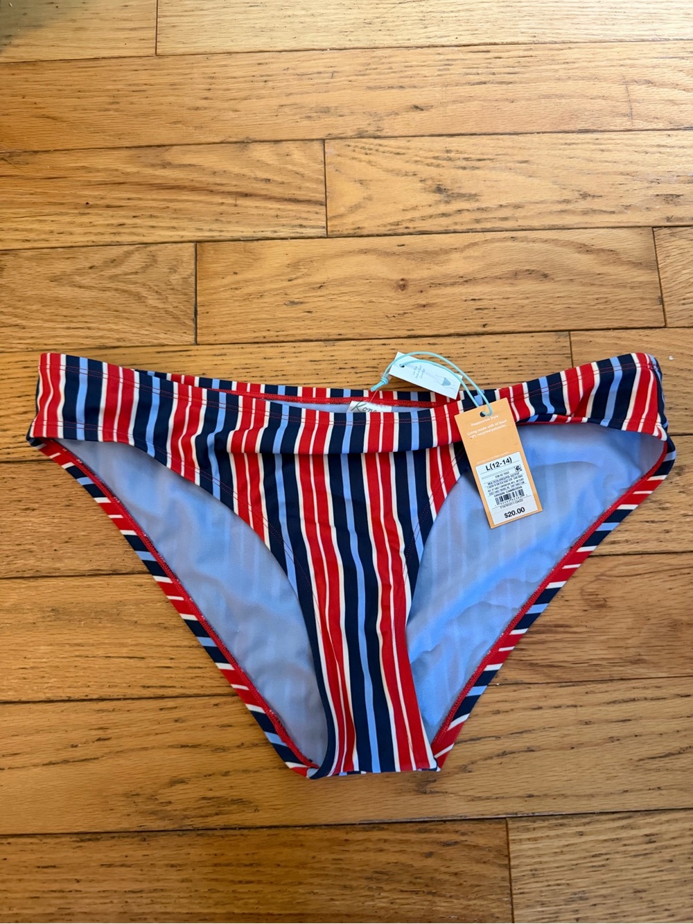 Kona Sol Red and Navy Striped Bikini Bottom